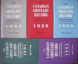 Immagine del venditore per Canadian Obituary Record: A Biographical Dictionary of Canadians Who Died in 1988, 1989, 1990, 1991 & 1992 .five (5) Hardcover (only 1 has a Dust jacket) venduto da Nessa Books