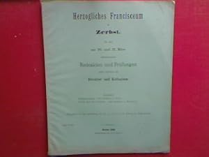 Bild des Verkufers fr Schulnachrichten/ Bericht ber die Vorschule. - in : Einladungsschrift des Herzoglichen Francisceums in Zerbst zu den am 20. und 21. Mrz abzuhaltenden Redeakten und Prfungen (Progr.Nr. 643) zum Verkauf von books4less (Versandantiquariat Petra Gros GmbH & Co. KG)