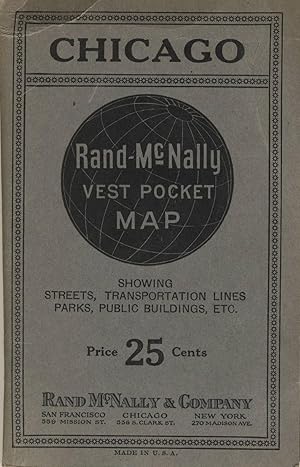 Chicago: Rand McNally vest pocket map. Showing streets, transportation lines, parks, public build...