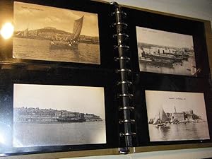 Ansichtskarten-Sammlung: Häfen, Hafeneinfahrten, Schiffe, Kais. 97 alte Karten in Album