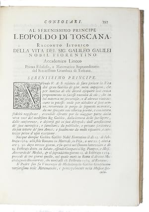 Imagen del vendedor de Fasti consolari dell'accademia Fiorentina [A Biographical History of the Florentine Academy]. - Containing Viviani's "Racconto istorico della Vita di Galileo Galilei" [Historical Account of the Life of Galileo Galilei]. - [THE FIRST AND MOST IMPORTANT BIOGRAPHY OF GALILEI] a la venta por Lynge & Sn ILAB-ABF