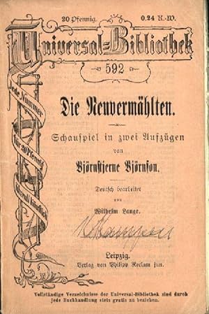 Bild des Verkufers fr Die Neuvermhlten. Schauspiel in zwei Aufzgen, Deutsch bearbeitet von Wilhelm Lange. zum Verkauf von Stader Kunst-Buch-Kabinett ILAB