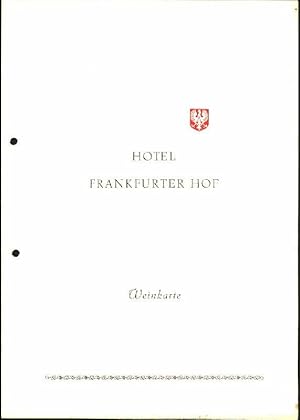 Bild des Verkufers fr Weinkarte Hotel Frankfurter Hof. (Nur der Blanko-Umschlag, der Einleger fehlt.) zum Verkauf von Stader Kunst-Buch-Kabinett ILAB