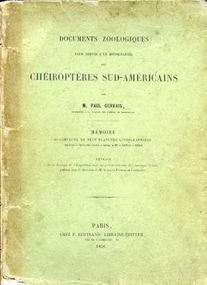 Documents Zoologiques pour Servir a la Monographie des Cheiropteres sud-Americains. with 9 leaves...