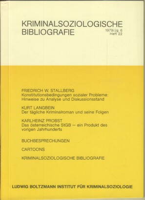 Seller image for Kriminalsoziologische Bibliografie 1979/Jg. 6. Heft 22. for sale by Bcher bei den 7 Bergen