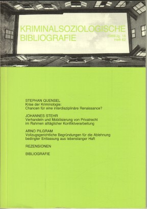 Immagine del venditore per Kriminalsoziologische Bibliografie 1989/Jg. 16. Heft 62. venduto da Bcher bei den 7 Bergen