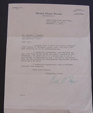 Letter from Robert A. Taft, to Arthur Leedle