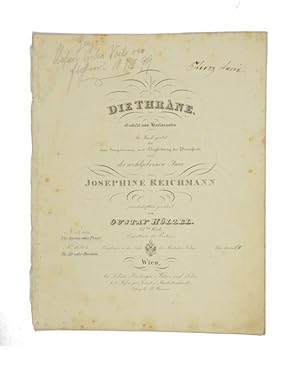 Immagine del venditore per Die Thrne. Gedicht von Herlossohn. In Musik gesetzt fr eine Singstimme mit Begleitung des Pianoforte und der wohlgebornen Frau Josephine Reichmann freundschaftlich gewidmet [.]. 37tes Werk. (Pl.-Nr. 13.441; Fr Sopran oder Tenor). venduto da Versandantiquariat Wolfgang Friebes