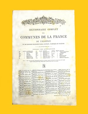 Dictionnaire complet des Communes de la France, de l'Algérie et des colonies Françaises d'Asie, d...