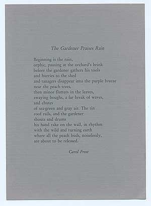 Bild des Verkufers fr The Gardener Praises Rain zum Verkauf von Between the Covers-Rare Books, Inc. ABAA