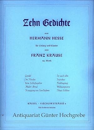 Zehn Gedichte von Hermann Hesse für Gesang und Klavier.