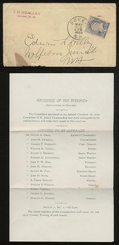 Image du vendeur pour St. Paul Commandery Knights Templar Dover, N.H., Sir Knight: A Special Conclave of the Commandery Will Be held At The Asylum, Tuesday Evening, May 29th, 88' At 7.30 O'clock, to open a Commandery of Knights Templar for the Despatch of Business mis en vente par Between the Covers-Rare Books, Inc. ABAA