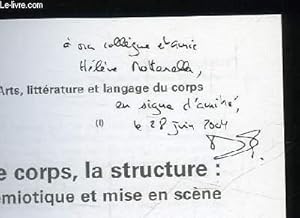 Image du vendeur pour LE CORP, LA STRUCTURE: SEMIOTIQUE ET MISE EN SCENE. mis en vente par Le-Livre