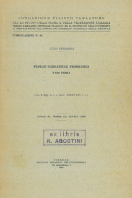 Bild des Verkufers fr Florae Garganicae Prodromus. Pars prima. zum Verkauf von Libreria Piani