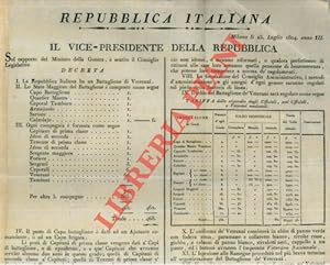 Decreto sull'organizzazione interna del Ministro della Guerra.