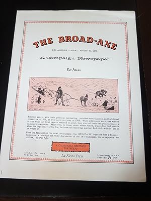 Seller image for The Broad-Axe: A Campaign Newspaper. Los Angeles, Tuesday, August 31, 1875. A California Heritage Portfolio. for sale by The Bookstall