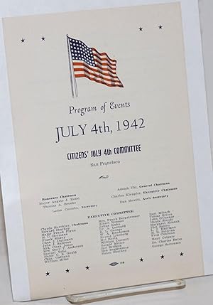 Bild des Verkufers fr Program of events: July 4th, 1942 zum Verkauf von Bolerium Books Inc.
