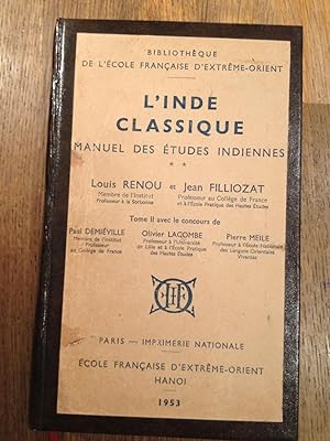 Seller image for L'inde Classique - Manuel Des Etudes Indiennes - Tomes 1 & 2 for sale by Arthur Probsthain