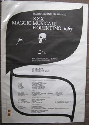 MANIFESTO MAGGIO MUSICALE FIORENTINO - 1967 .- dal 25 marzo al 25 giugno . NEL CENTENARIO DELLA N...