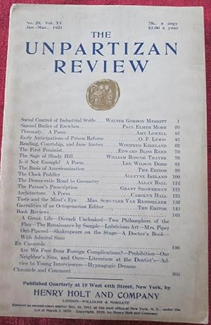 The Unpartizan Review. Jan-Mar. 1921. No. 29. Vol. XV