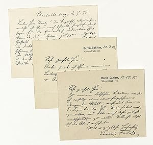 Seller image for 3 eigenh. Briefkarten mit U. for sale by Eberhard Kstler Autographen&Bcher oHG