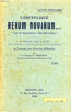 Image du vendeur pour L'ENCYCLIQUE RERUM NOVARUM. 'SUR LA CONDITION DES TRAVAILLEURS' mis en vente par Le-Livre