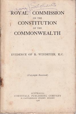 Image du vendeur pour Royal Commission on the Constitution of the Commonwealth. mis en vente par Berkelouw Rare Books