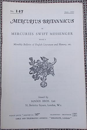 Seller image for Mercurius Britannicus or Mercuries Swift Messenger Being a Monthly Bulletin of English Literature and History, Etc.(No. 147) for sale by Faith In Print