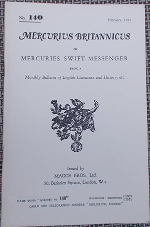 Seller image for Mercurius Britannicus or Mercuries Swift Messenger Being a Monthly Bulletin of English Literature and History, Etc. (No. 140) for sale by Faith In Print