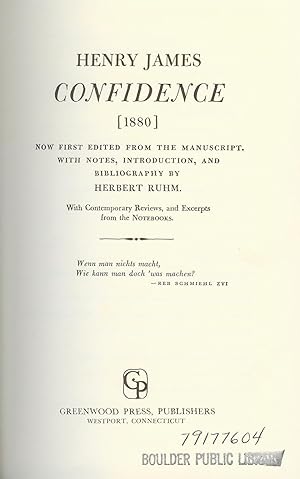 Image du vendeur pour Confidence 1880 mis en vente par Squirrel Away Books