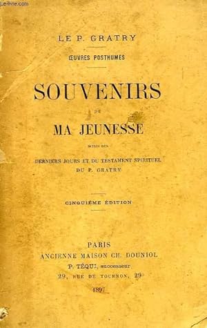 Bild des Verkufers fr SOUVENIRS DE MA JEUNESSE zum Verkauf von Le-Livre