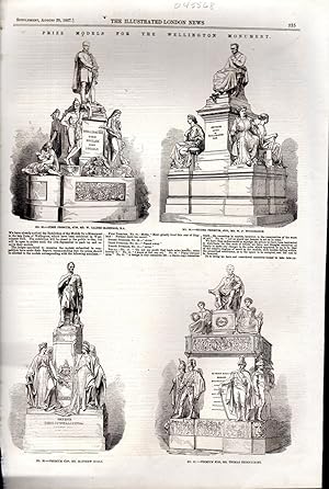 Seller image for PRINT: : "Prize Models for the Wellington Monument". Test & engravings from The Illustrated London News, August 29, 1857 for sale by Dorley House Books, Inc.