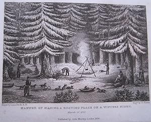 Manner of Making a Resting Place on a Winter's Night - Travellers Camped Around fire in Fir Trees...