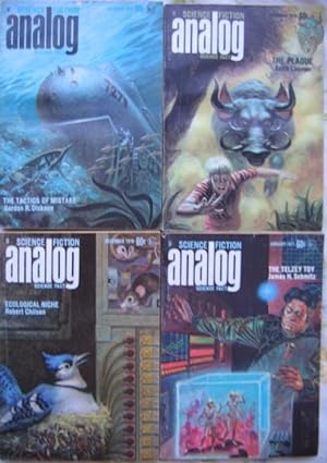 Bild des Verkufers fr Analog Science Fiction - Science Fact October, November, December 1970 & January 1971, 4 Issues featuring "The Tactics of Mistake" by Gordon R. Dickson, in 4 parts, + The Plague, Bomb Scare, Forever Enemy, Apron Chains, The Telzey Toy, The Enemy, ++ zum Verkauf von Nessa Books