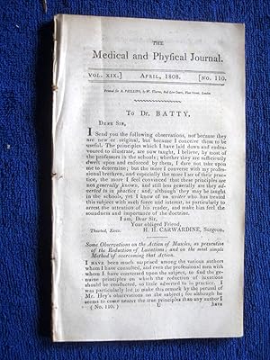 Immagine del venditore per The Medical and Physical Journal, 1808, April Pemphigus Gangranosus, Cataracts, Worms, Sea-Sickness, Use of Emetics. Etc. venduto da Tony Hutchinson