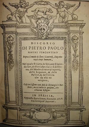 Image du vendeur pour Sopra il modo di fare i Cauterij,  Rottorij  corpi humani, nel quale si tratta de Siti, ove si hanno da fare, de Ferri che usar vi si debbono, del Modo di tenergli aperti, delle Legature, & delle Palline, & dell utilit che da essi ne vengono, Cose utilissime non solo  Chirurgici e Barbieri, ma  tutte le persone, che n hanno bisogno mis en vente par Libreria Ex Libris ALAI-ILAB/LILA member