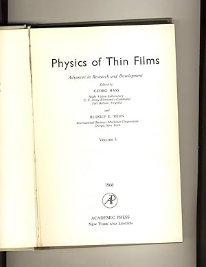 Seller image for Physics of Thin Films Volume 3 for sale by Richard Lemay