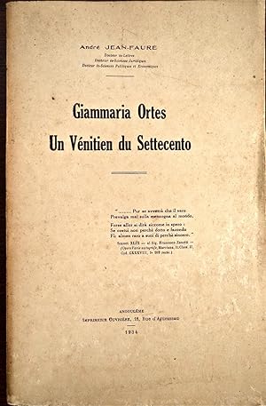 Giammaria Ortes, Un Vénitien du Settecento,