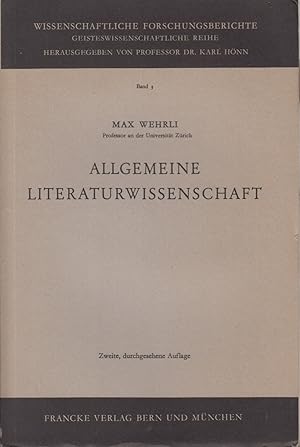 Seller image for Allgemeine Literaturwissenschaft (Wissenschaftliche Forschungsberichte. Geisteswissenschaftliche Reihe for sale by Jonathan Grobe Books