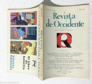 Seller image for REVISTA DE OCCIDENTE n 59. Los Amantes viejos; Azorn (Aniversario De Su Muerte); Abolicionismos y lebrecambio; Hermano Escarabajo; J. Maragall, Modernista y nietzsheano; Homenaje al Doctor Rubi; La Obra Cultural De Prat De La Riba; Buuel, El Exter. for sale by La Social. Galera y Libros