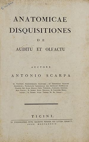 Image du vendeur pour Anatomicae Disquisitiones de Auditu et Olfactu mis en vente par Barter Books Ltd