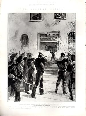 Image du vendeur pour ENGRAVING: "The Eastern Crisis: Mutiny of the Mussulman Gendarmes in Canea: Italian and Russian Marines Attacking the Mutineers".engraving from Illustrated London News; April 3, 1897 mis en vente par Dorley House Books, Inc.