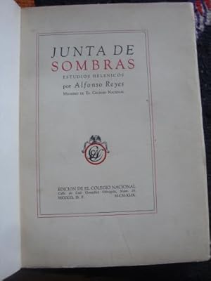 Bild des Verkufers fr Junta de Sombras. Estudios helnicos zum Verkauf von Libros del cuervo