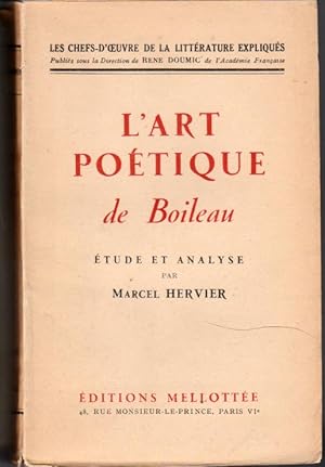 Bild des Verk�ufers f�r L'art po�tique de Boileau. Etude et analyse. zum Verkauf von L'ivre d'Histoires