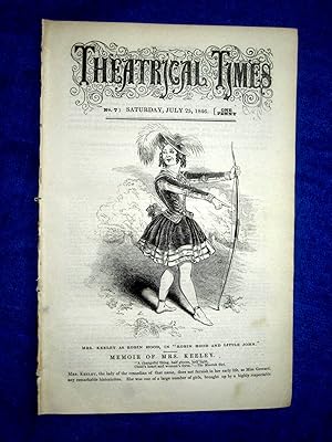 Theatrical Times, No 7, July 25 1846. Lead Article & Picture - Memoir of Mrs Keeley ( Goward.) We...