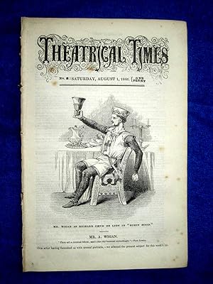 Theatrical Times, No 8, August 1 1846. Cover Picture Mr A. Wigan. Weekly Magazine.