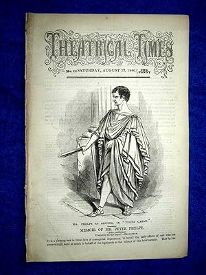 Immagine del venditore per Theatrical Times, No 11. August 15 1846. Lead Article & Picture - Memoir of Mr Peter Phelps, Weekly Magazine. venduto da Tony Hutchinson