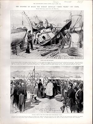 Image du vendeur pour ENGRAVING: "The Disaster on Board the Russian Ironclad "Sissoi Veliki" Off Crete".4 engravings from Illustrated London News; April 17, 1897 mis en vente par Dorley House Books, Inc.