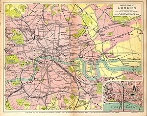 Imagen del vendedor de MAP: "Sketch Plan of London (England)'.from the Australian Handbook, 1906 a la venta por Dorley House Books, Inc.