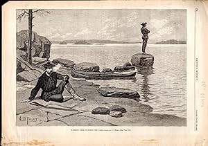 Seller image for ENGRAVING:"Watering Deer--Watching the Lake". engravings from Harper's Weekly, November 22, 1884 for sale by Dorley House Books, Inc.